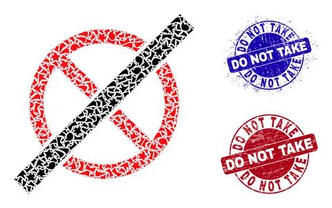 No Rules Mosaic of Fractions with Do Not Take Textured Seals Stock Illustration