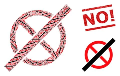 No Rules Mosaic of No Rules Items and Textured No! Stamp Illustrazione stock