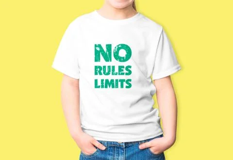 No rules no limits t-shirt and textured lettering. Vector print, typography, pos Stock Photos
