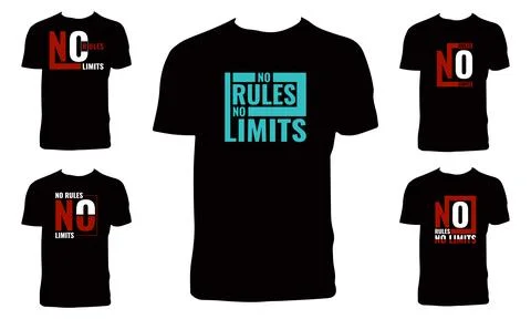 No Rules No Limits Typography And Lettering T Shirt Design Bundle Stock Illustration