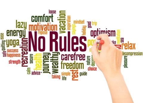 No Rules word cloud hand writing concept Stock Photos