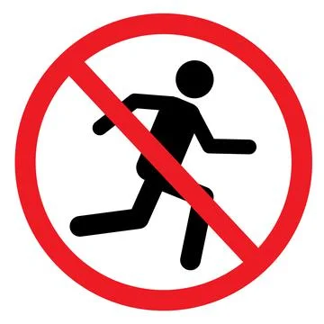 No running on white background. do not run sign. no run symbol. Stock Illustration
