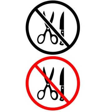 No scissors or no knives sign. No Use The scissors or knives symbol. Stock Illustration