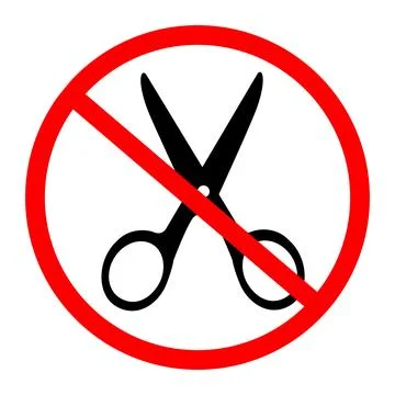 No scissors sign. Sharp objects not allowed here. Weapon prohibited symbol. Stock Illustration