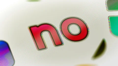 "no" in the screen. Looping footage has 4K resolution. Prores 4444. Stock Footage 98434186