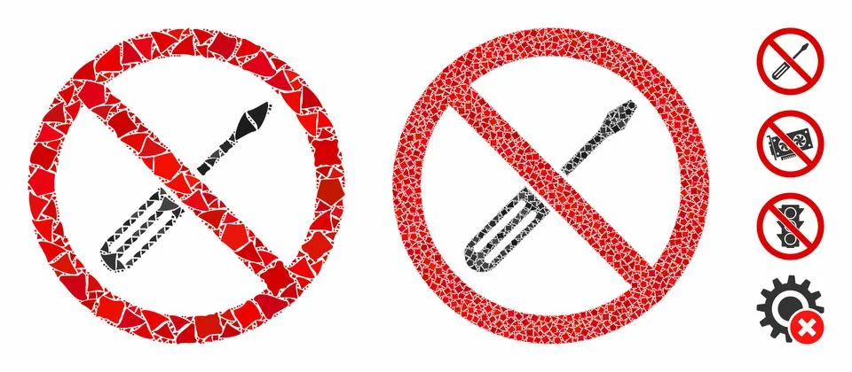 No screwdriver tuning Composition Icon of Humpy Elements Stock Illustration