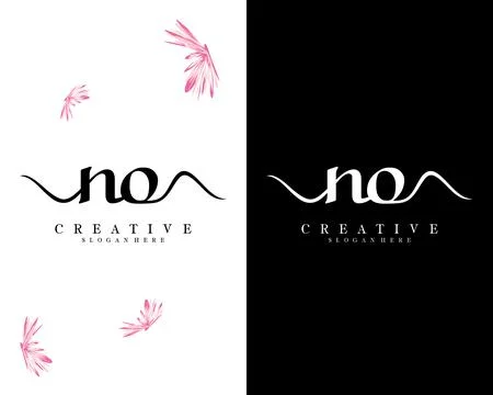 No, on script font letter logo design template vector Illustrazione stock