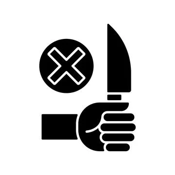No sharp objects black glyph manual label icon Stock Illustration