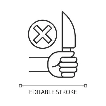 No sharp objects linear manual label icon Stock Illustration