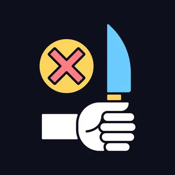No sharp objects RGB color manual label icon for dark theme Stock Illustration