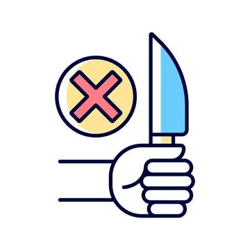 No sharp objects RGB color manual label icon Stock Illustration
