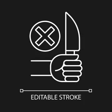 No sharp objects white linear manual label icon for dark theme Stock Illustration