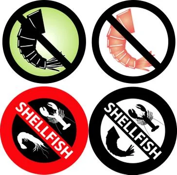 No Shellfish Sign Stock Illustration