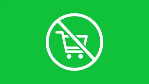 No shopping cart allowed stop buying consumerism symbol animated animation Stock Footage 309502276