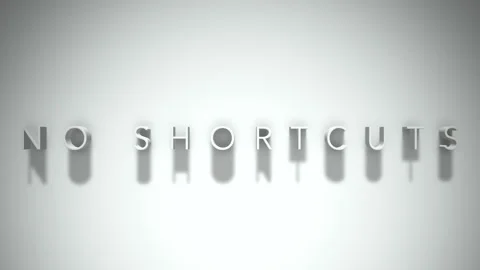 No shortcuts 3D title animation white text on a white background Stock Footage 299757725
