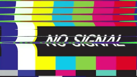 No Signal Sign. Color Bars data glitches. A looped set of color bars Stock Footage 148340960