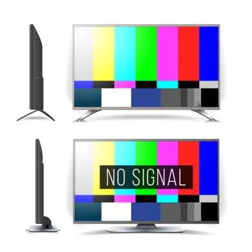 No Signal TV Test Pattern Vector. Lcd Monitor. Flat Screen TV. Television Stock Illustration