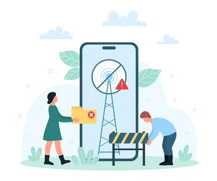 No signal warning message, lost or bad internet connection problem of tiny Illustration