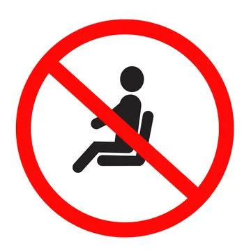 No sitting icon on white background. do not sit on sign. flat style. Stock Illustration