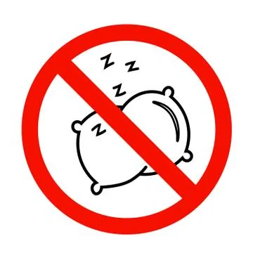 No sleep icon in flat style. No pillow symbol. Stock Illustration