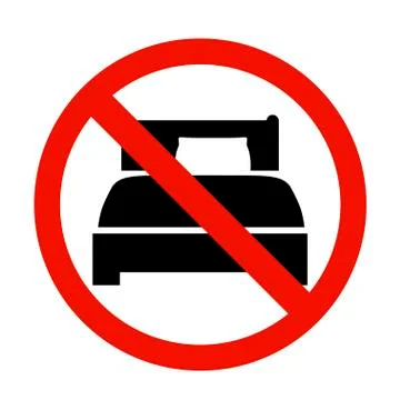 No sleep icon in flat style. No bed symbol. Stock Illustration