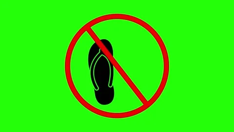 No Slippers Sign, Flip Flops Symbol Animation on Green Background Stock Footage 236417248