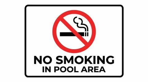 No smoking allowed pool area sign. Stock Illustration