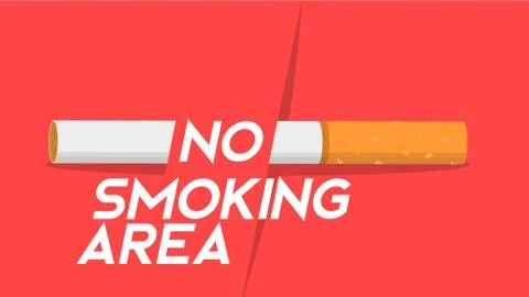 No smoking area flat style with shadow red background vector illustration Stock Illustration