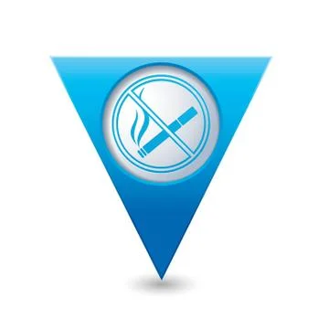 NO smoking BLUE triangular map pointer Stock Illustration