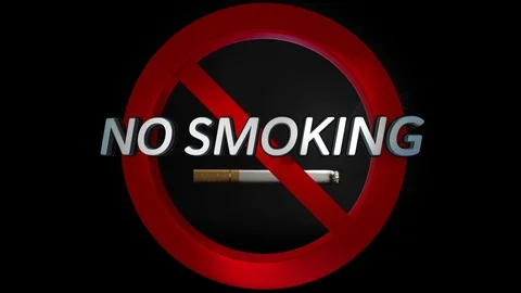 No Smoking Cigarettes Sign Animation / Video in English Stock Footage