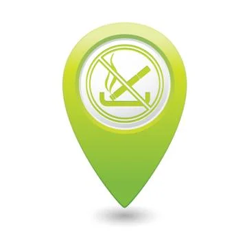 NO smoking GREEN map pointer Stock Illustration