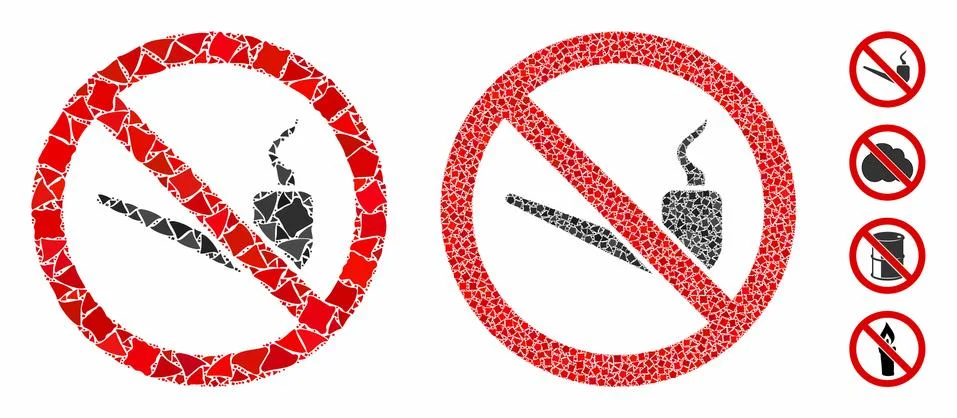 No smoking pipe Composition Icon of Uneven Elements 스톡 일러스트