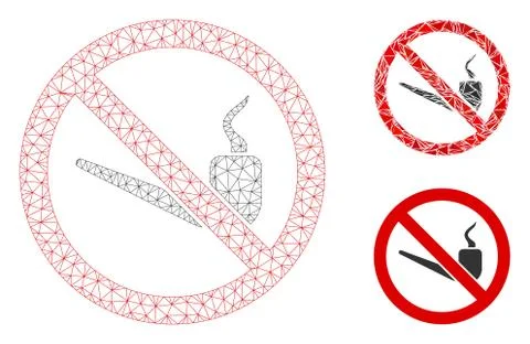 No Smoking Pipe Vector Mesh Network Model and Triangle Mosaic Icon Stock Illustration