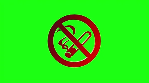 No smoking sign 3d rotating loop animation on green screen background Stock Footage 313744848