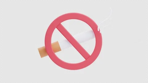 No smoking sign with cigarette 3D Animation Stock Footage 315420129