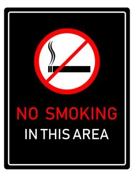 No Smoking Sign With Prohibition Symbol and Text No Smoking In This Area Bl.. Stock Illustration