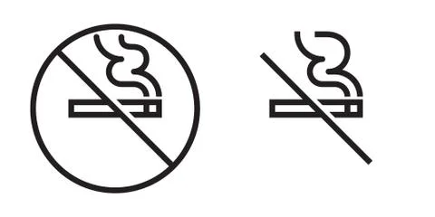 No smoking vector icon. Cigarette smoke forbidden, no smoking area warning si Illustrazione stock