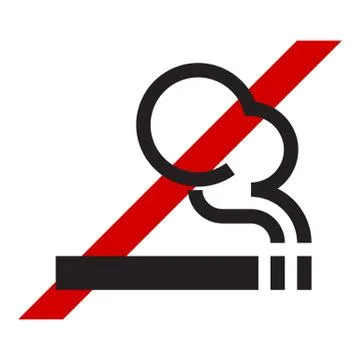 No smoking vector icon, cigarette and red crossed line. Smoking forbidden, ke Illustrazione stock