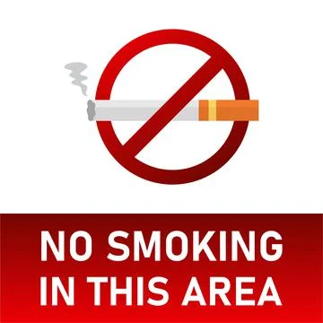 No smoking vector template design with white text effect and cigarette on a w Stock Illustration
