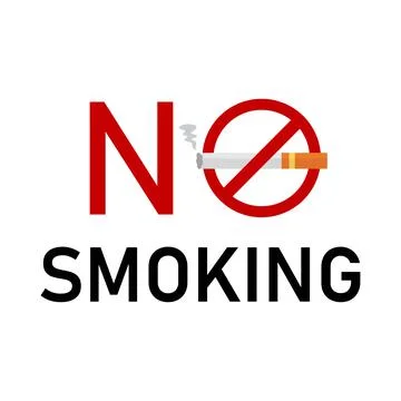 No smoking vector template pictogram design with red text effect and cigarett Illustrazione stock