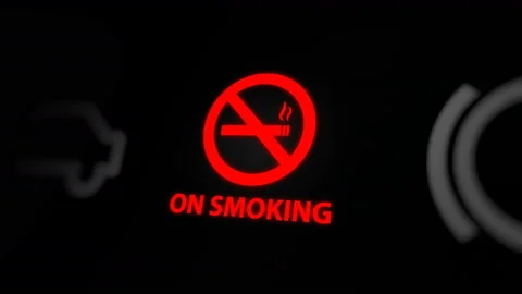 No Smoking Warning Light Blinking on Dashboard. Stock Footage 143641007
