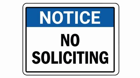 No soliciting sign on white background. Illustrazione stock
