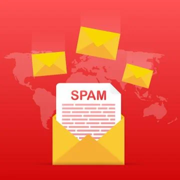 No spam. Spam Email Warning. Concept of virus, piracy, hacking and security.  Stock Illustration