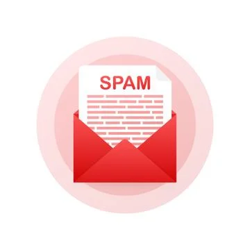 No spam. Spam Email Warning. Concept of virus, piracy, hacking and security.  Stock Illustration