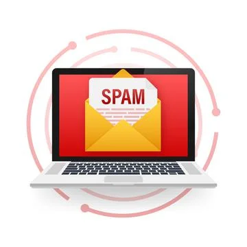No spam. Spam Email Warning. Concept of virus, piracy, hacking and security Illustrazione stock