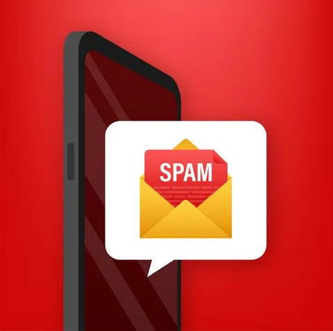 No spam. Spam Email Warning. Concept of virus, piracy, hacking and security 库存插图