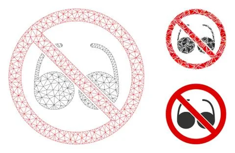 No Spectacles Vector Mesh Network Model and Triangle Mosaic Icon Illustrazione stock