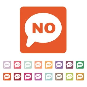 The NO speech bubble icon. Social network and web communicate symbol. Flat Stock Illustration