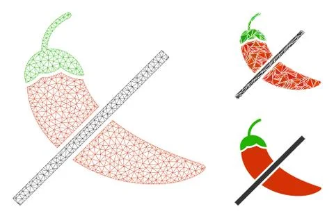 No Spice Vector Mesh Carcass Model and Triangle Mosaic Icon Stock Illustration