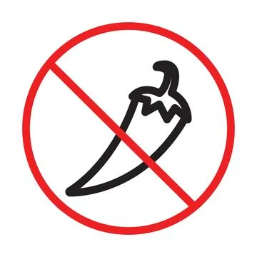 No spicy hot chilli icon Black line art vector logo Stock Illustration